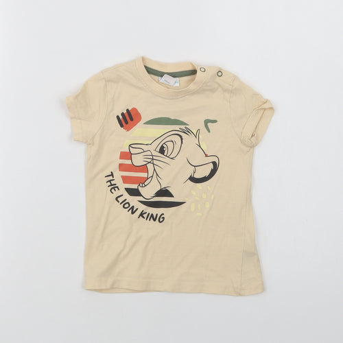 Disney Baby Baby Beige  Cotton Basic T-Shirt Size 3-6 Months Crew Neck Snap - The Lion King