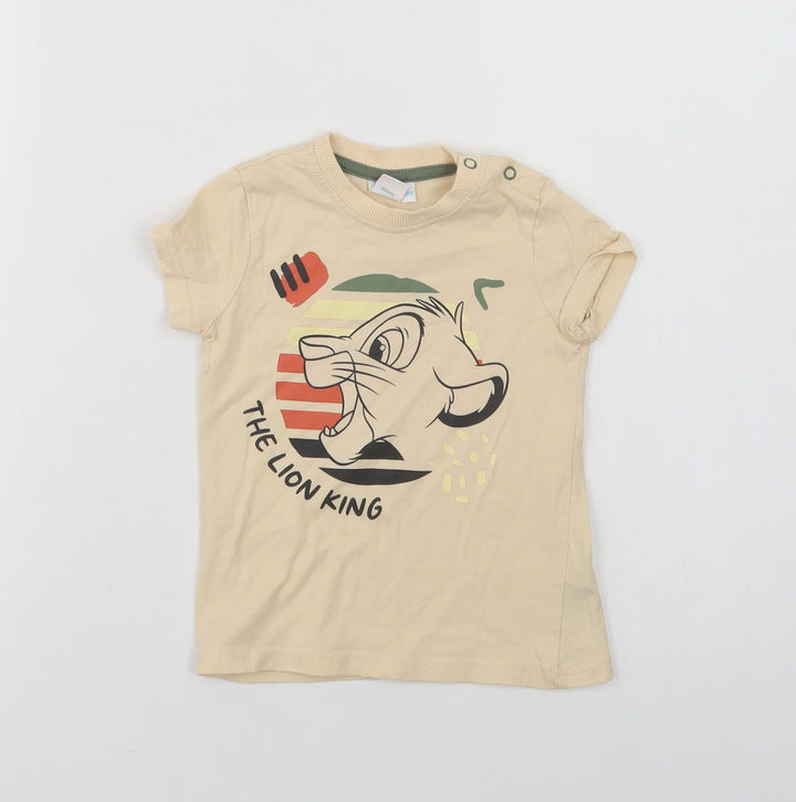 Disney Baby Baby Beige  Cotton Basic T-Shirt Size 3-6 Months Crew Neck Snap - The Lion King