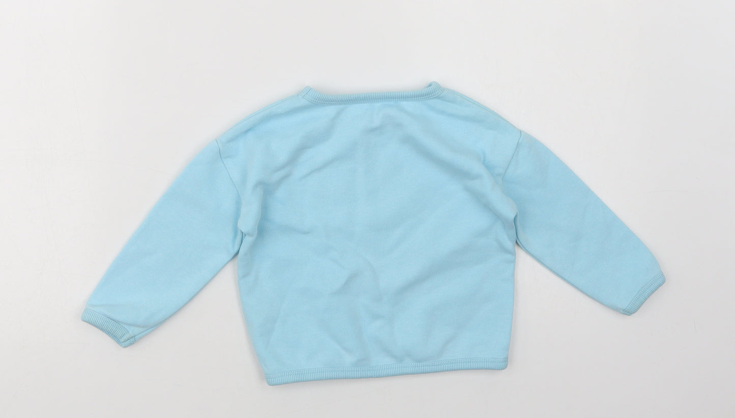 Dunnes Stores Baby Blue  Cotton Pullover Jumper Size 12-18 Months   - Dinosaur