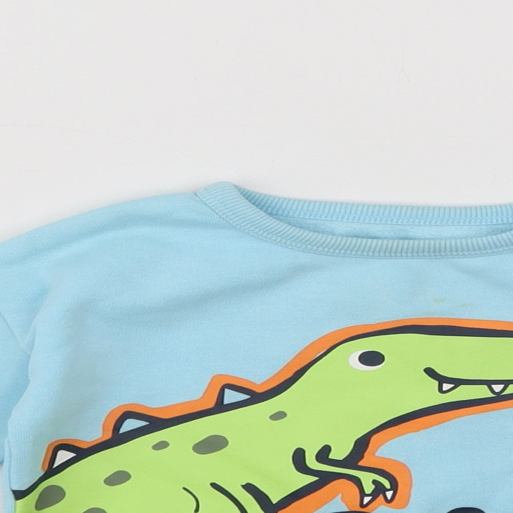 Dunnes Stores Baby Blue  Cotton Pullover Jumper Size 12-18 Months   - Dinosaur