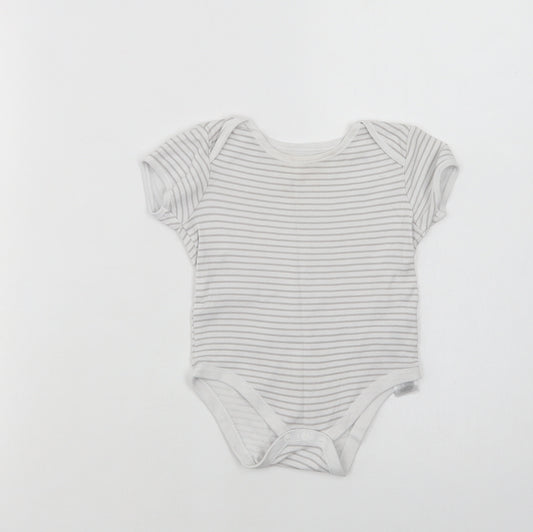 Primark Baby White Striped Cotton Romper One-Piece Size 12-18 Months  Snap