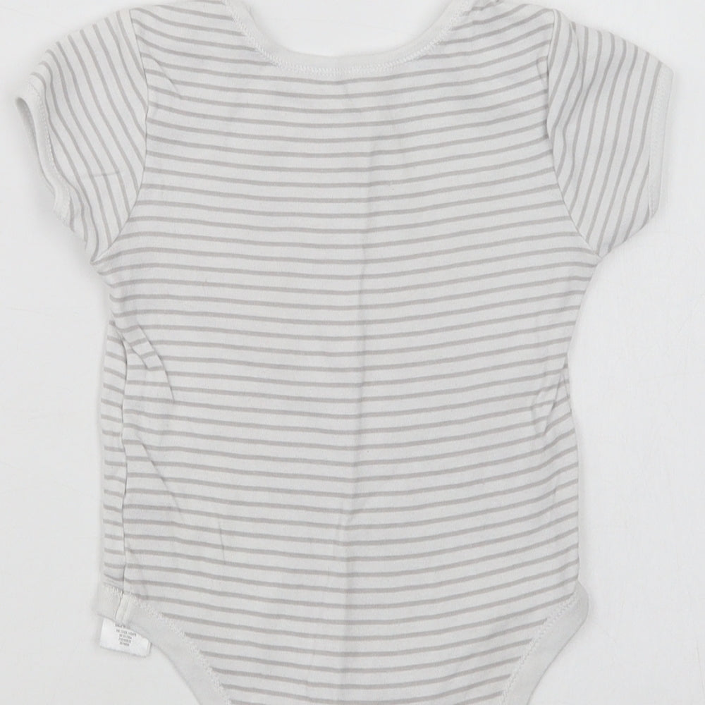 Primark Baby White Striped Cotton Romper One-Piece Size 12-18 Months  Snap