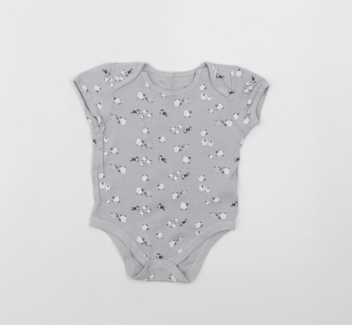 Primark Baby Grey Floral Cotton Romper One-Piece Size 12-18 Months Snap