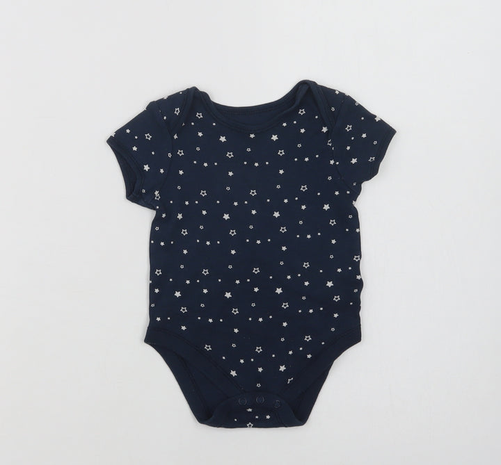 Primark Baby Blue Geometric Cotton Romper One-Piece Size 12-18 Months Snap - Star Print