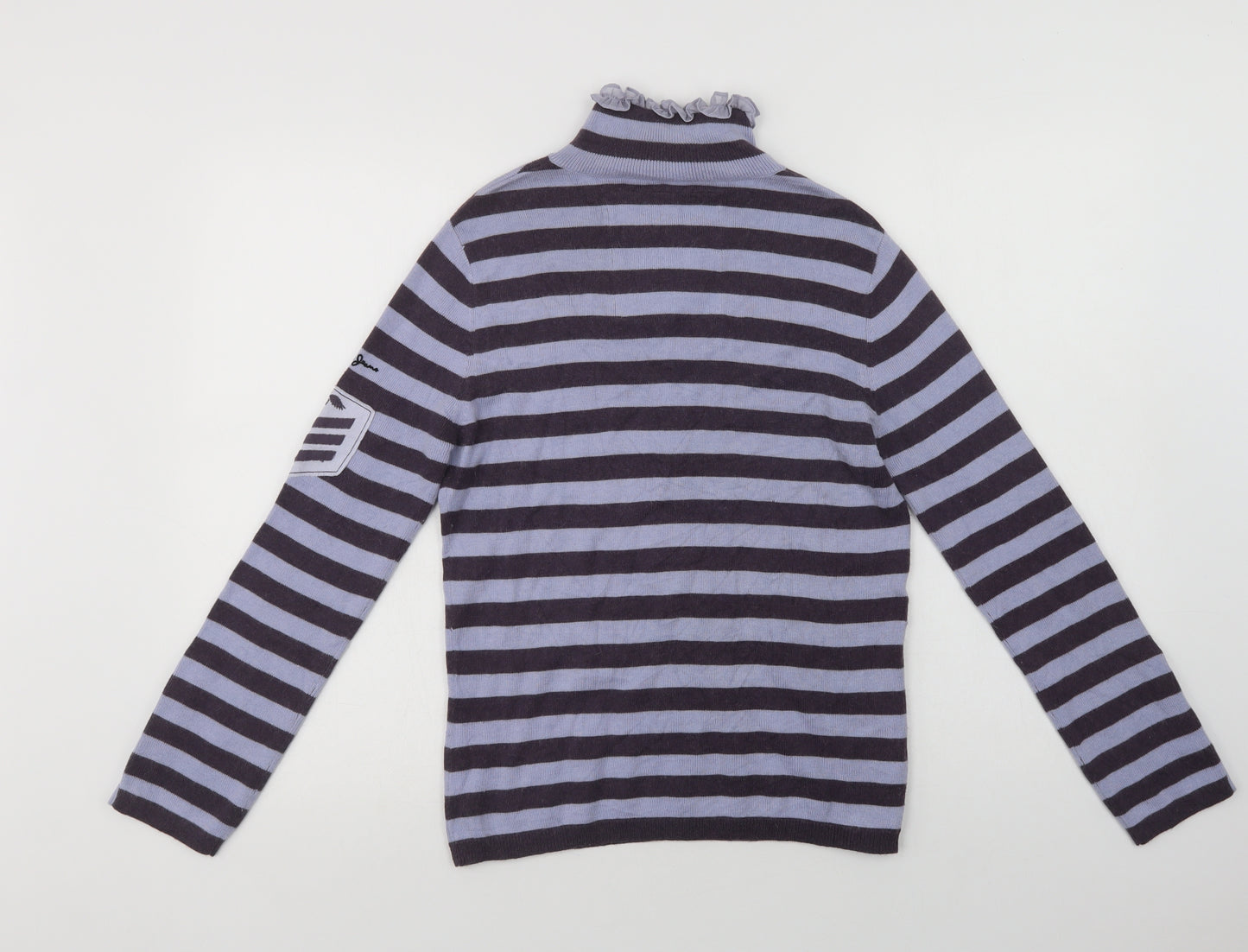 Pepe Jeans Womens Purple Collared Striped  Henley Jumper Size L