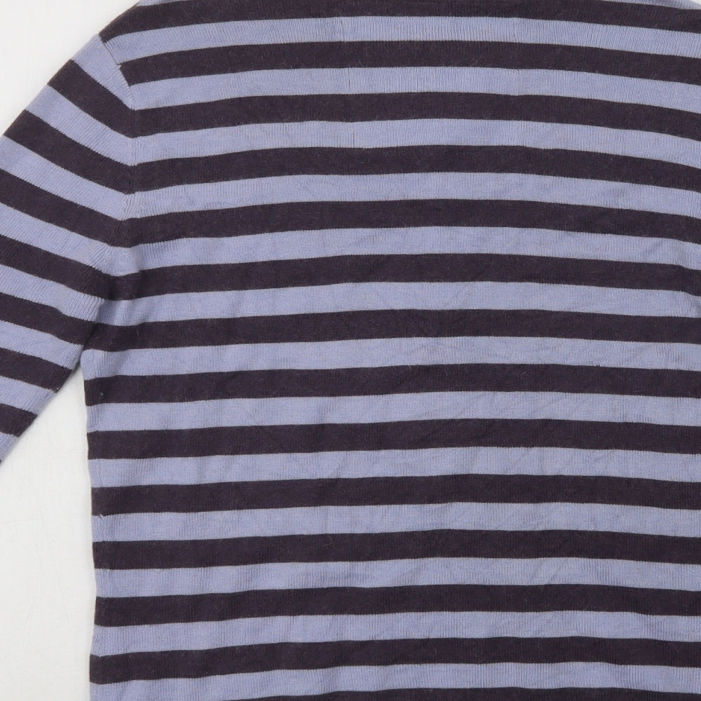 Pepe Jeans Womens Purple Collared Striped  Henley Jumper Size L