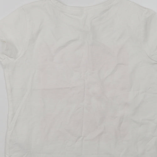 George Girls White  Cotton Basic T-Shirt Size 6-7 Years Crew Neck  - Summer Vibes