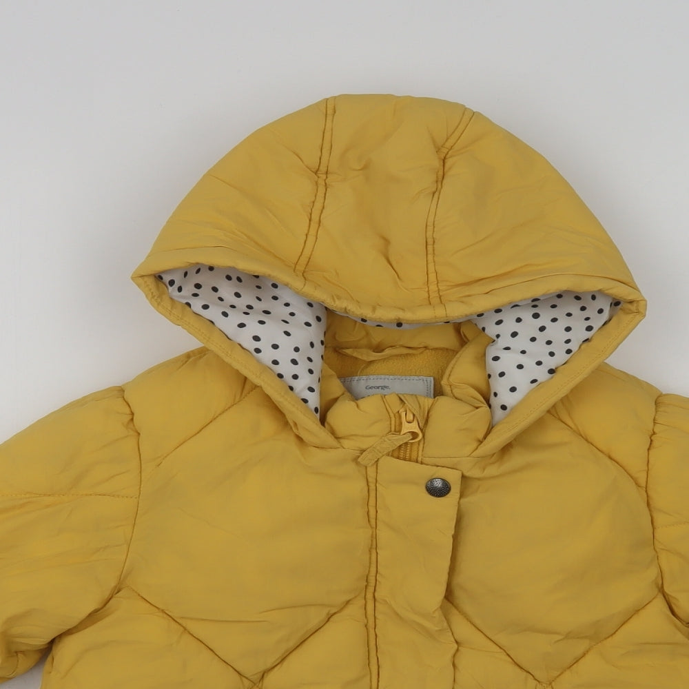 George Girls Yellow   Puffer Jacket Jacket Size 5-6 Years  Zip