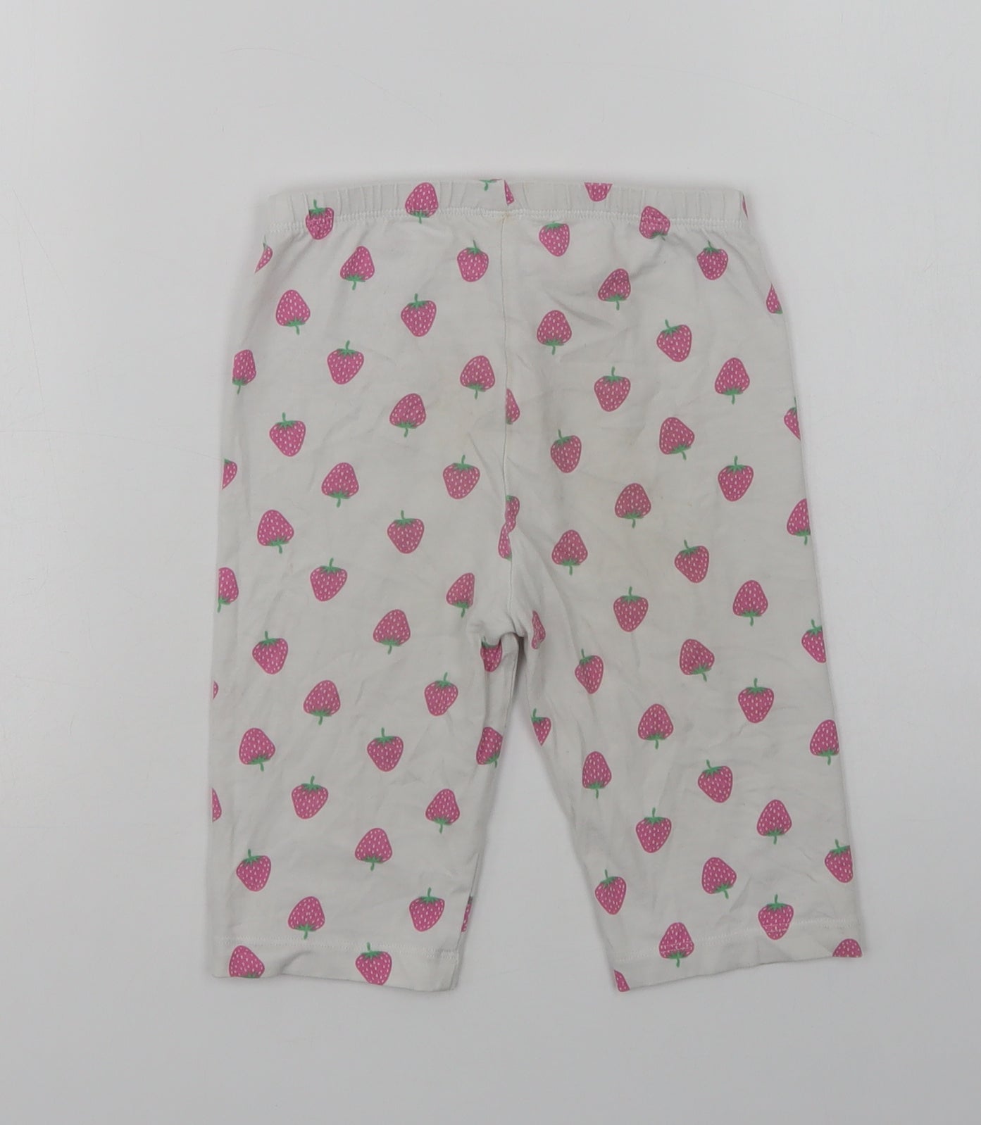 Dunnes Stores Girls White Geometric Cotton  Pyjama Pants Size 7-8 Years   - Strawberry Print