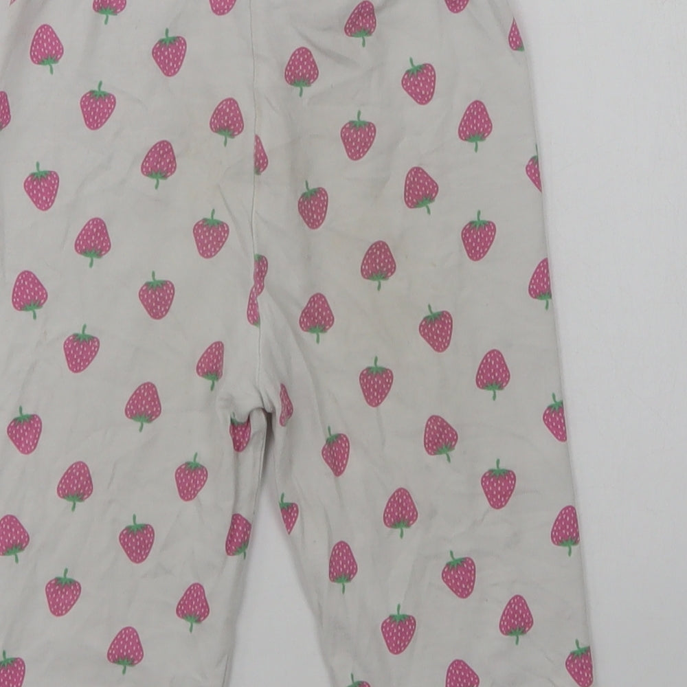 Dunnes Stores Girls White Geometric Cotton  Pyjama Pants Size 7-8 Years   - Strawberry Print