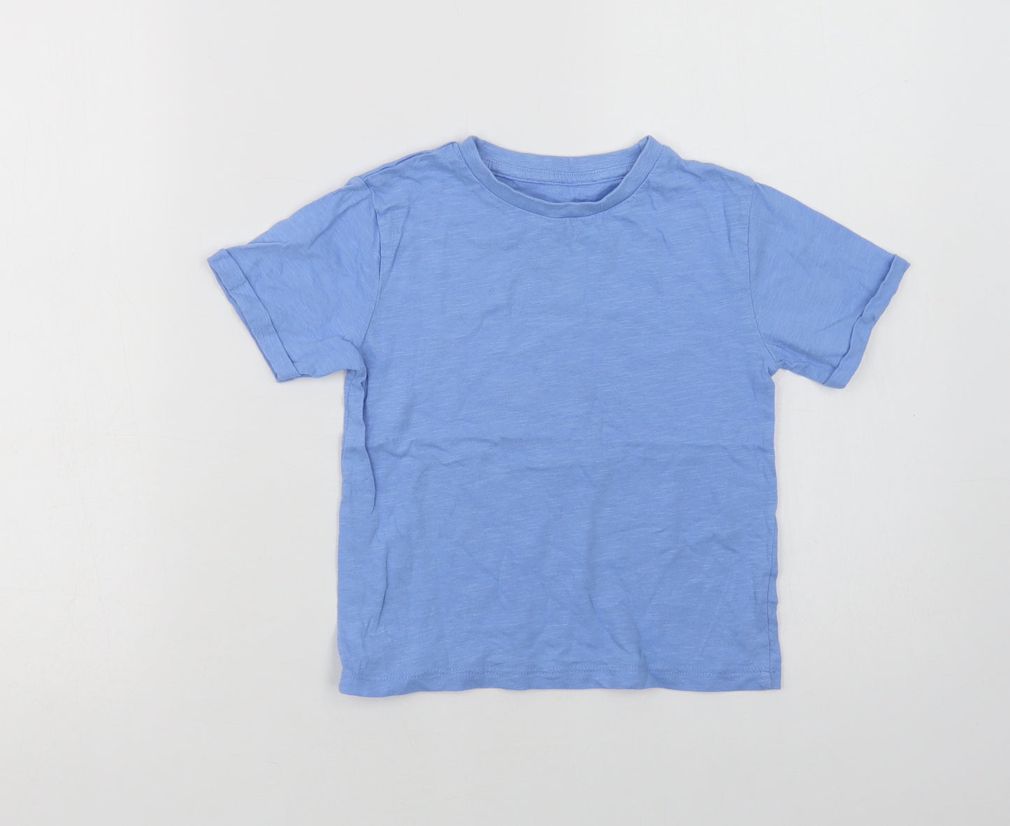 Dunnes Stores Girls Blue  Cotton Basic T-Shirt Size 6-7 Years Crew Neck