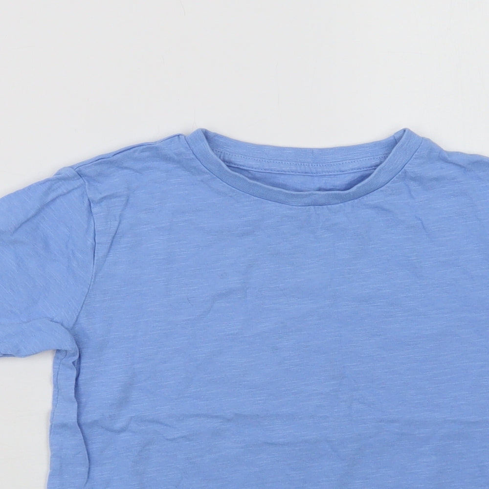 Dunnes Stores Girls Blue  Cotton Basic T-Shirt Size 6-7 Years Crew Neck