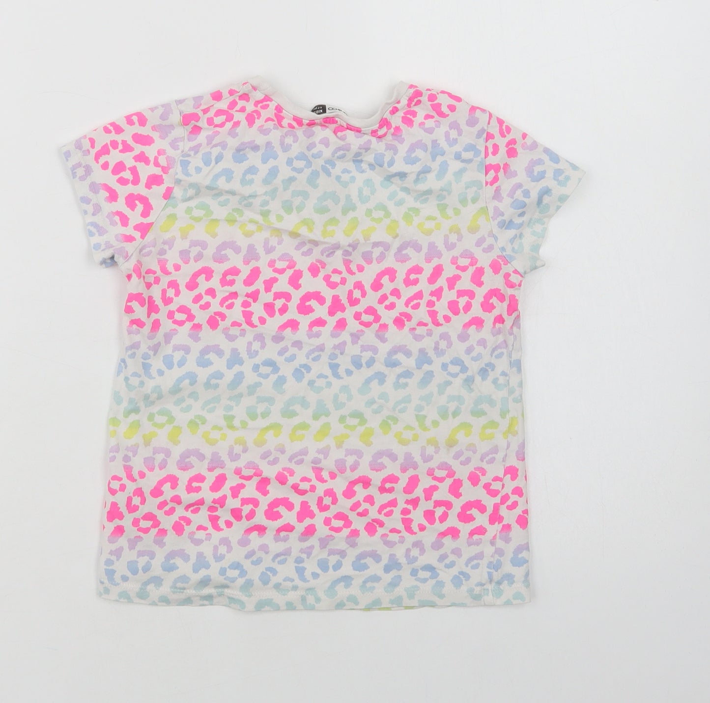 Pep & Co Girls Multicoloured Animal Print Cotton Basic T-Shirt Size 6-7 Years Crew Neck