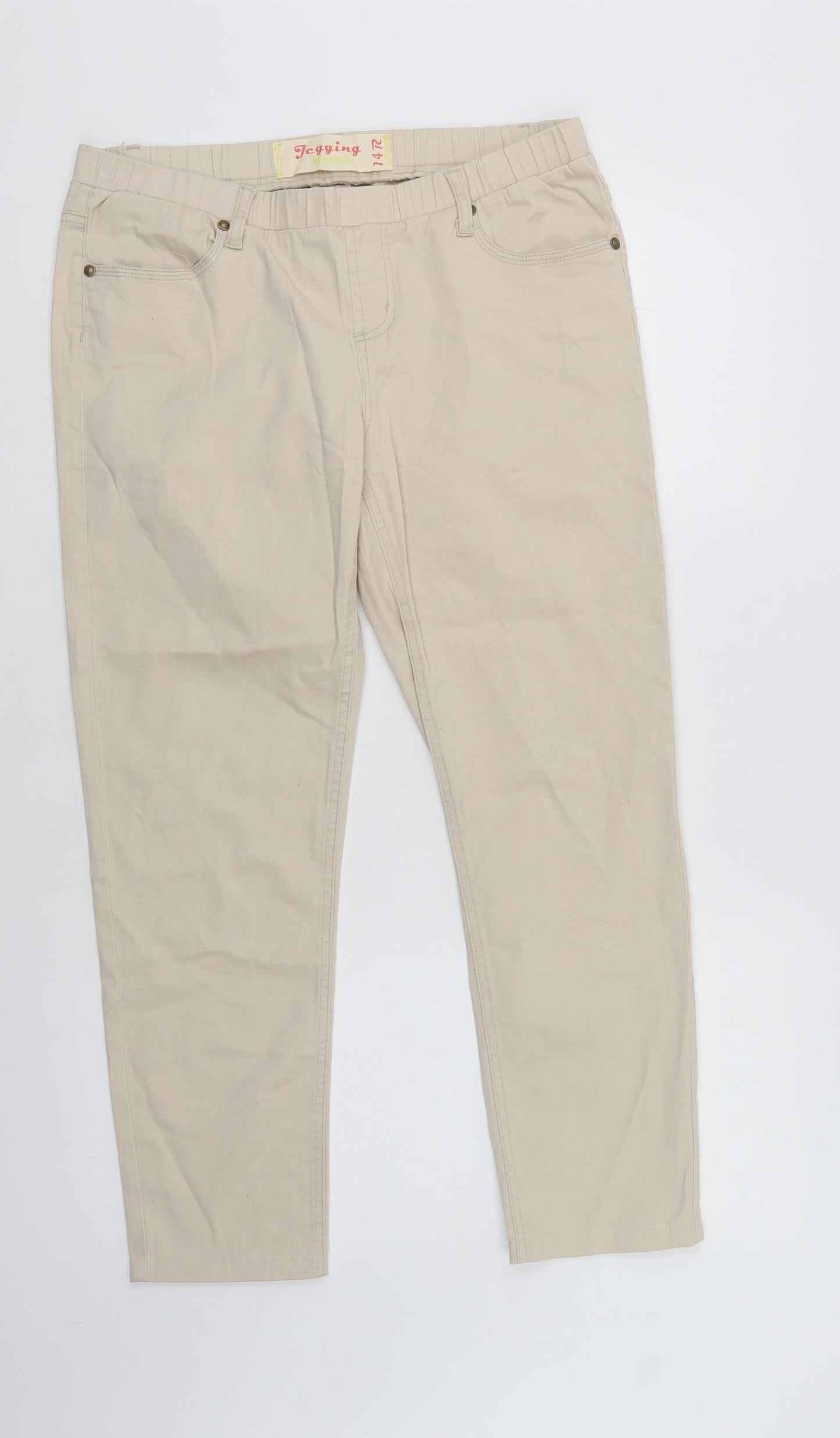 Dunnes Stores Womens Beige  Cotton Jegging Jeans Size 14 L28 in Regular