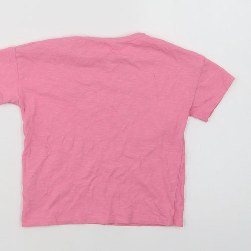 F&F Girls Pink  Cotton Basic T-Shirt Size 5-6 Years Crew Neck  - Unicorn