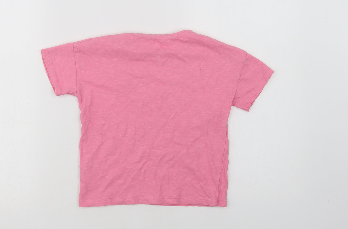 F&F Girls Pink  Cotton Basic T-Shirt Size 5-6 Years Crew Neck  - Unicorn