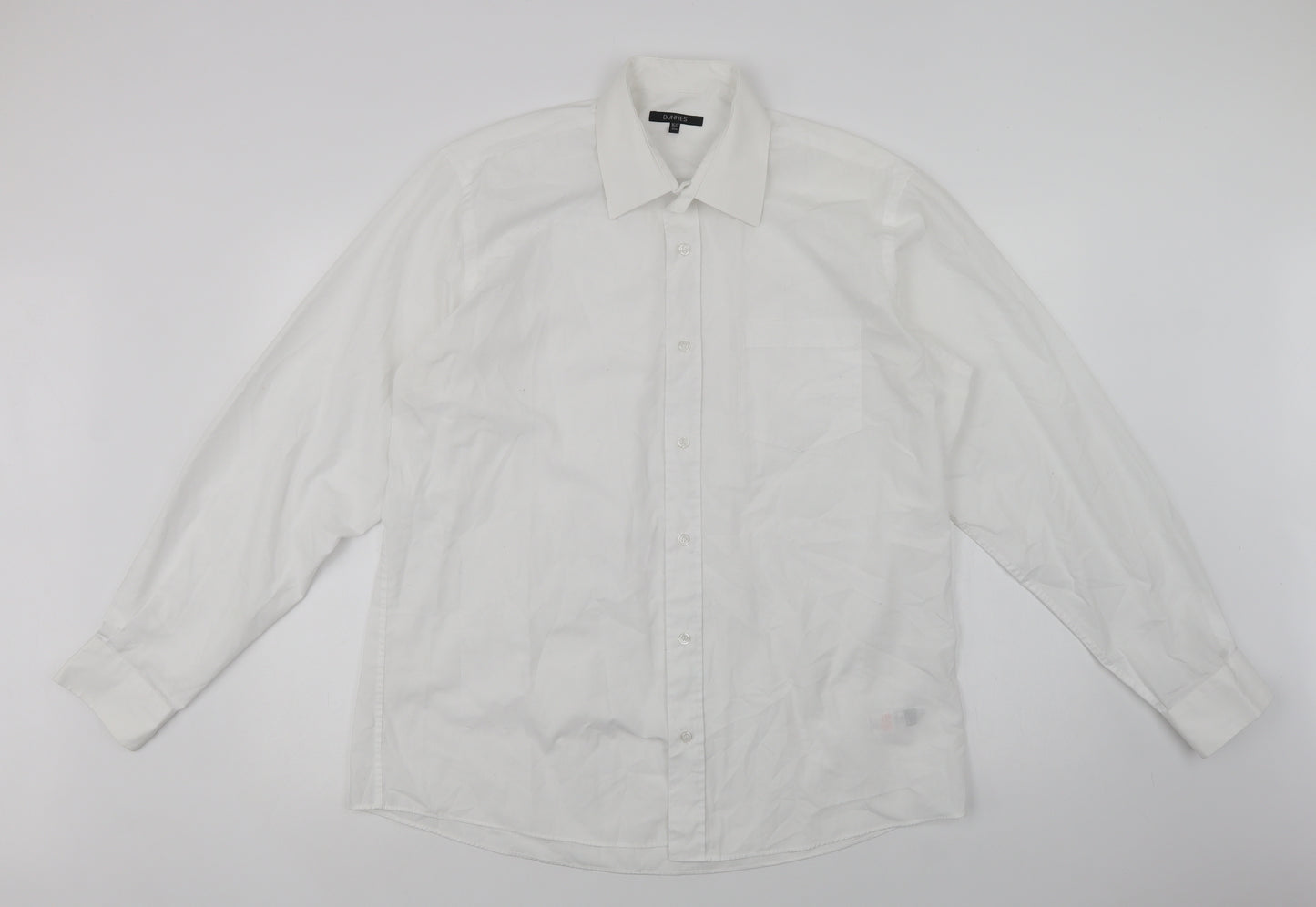 Dunnes Stores Mens White  Polyester  Dress Shirt Size 16.5 Collared Button