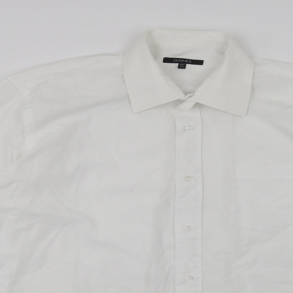 Dunnes Stores Mens White  Polyester  Dress Shirt Size 16.5 Collared Button