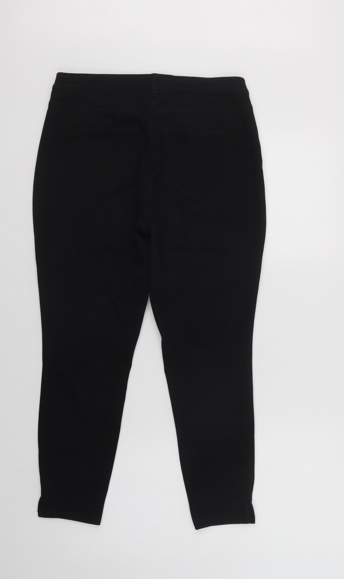 NEXT Womens Black  Cotton Cropped Jeans Size 14 L26 in Regular