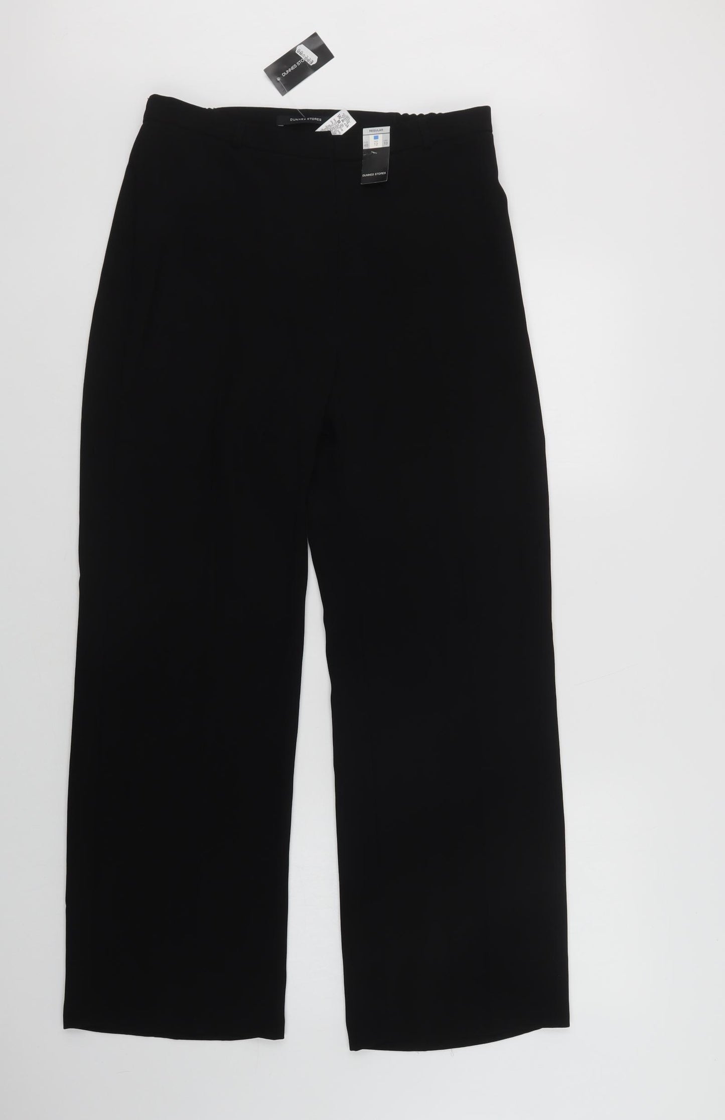 Dunnes Stores Womens Black  Polyester Dress Pants Trousers Size 12 L31 in Regular Hook & Loop