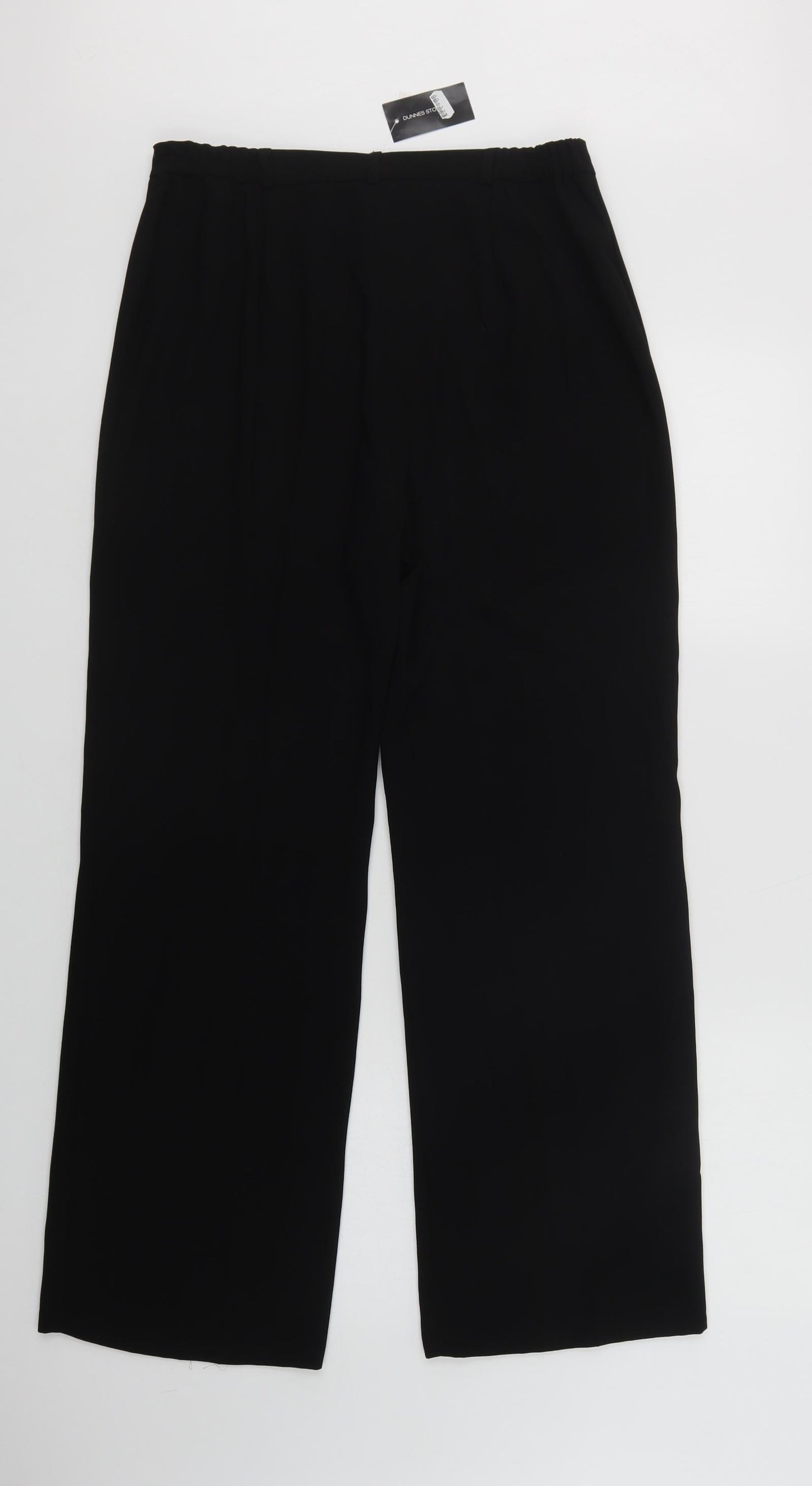 Dunnes Stores Womens Black  Polyester Dress Pants Trousers Size 12 L31 in Regular Hook & Loop