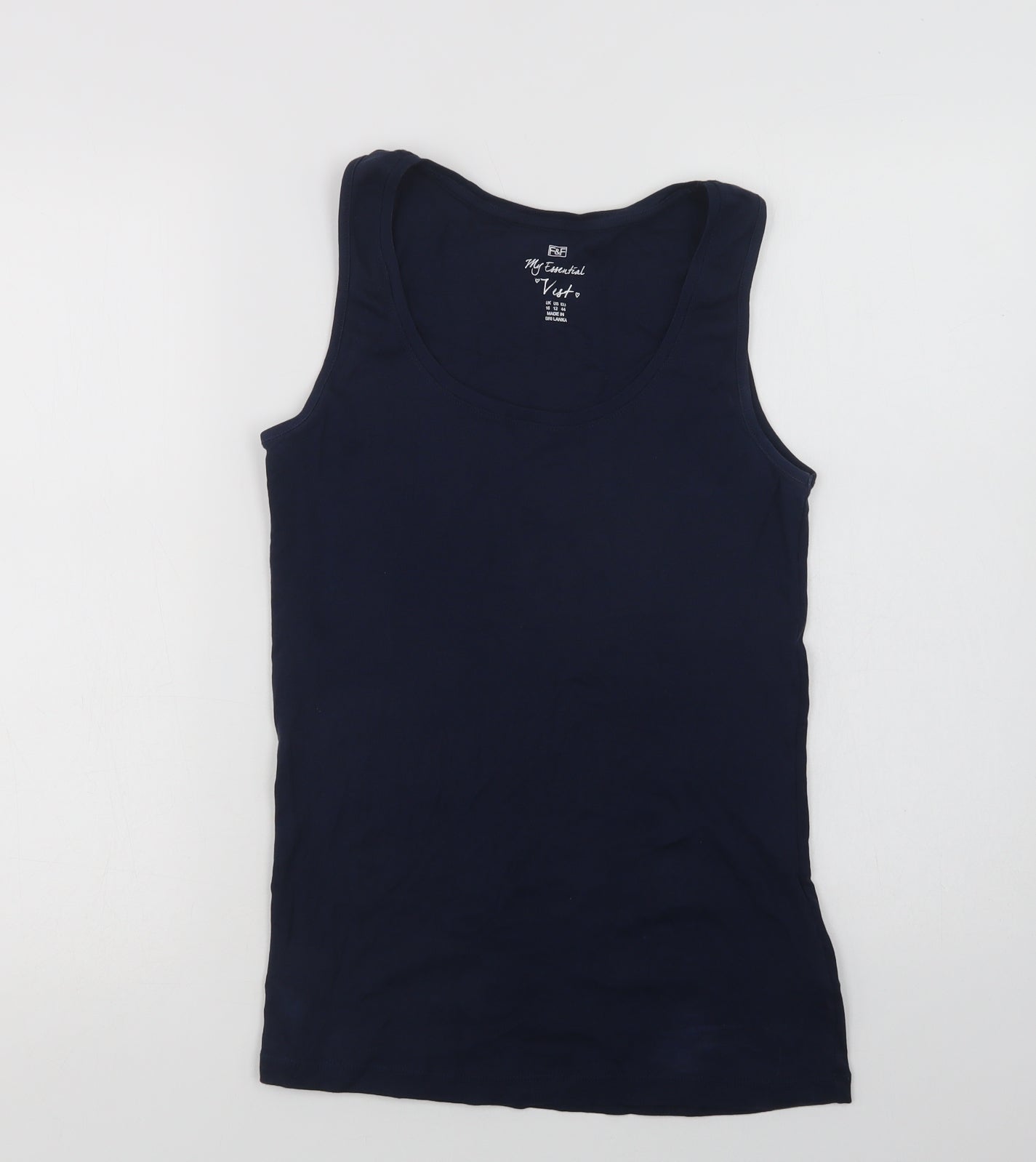F&F Womens Blue  Cotton Basic Tank Size 12 Scoop Neck