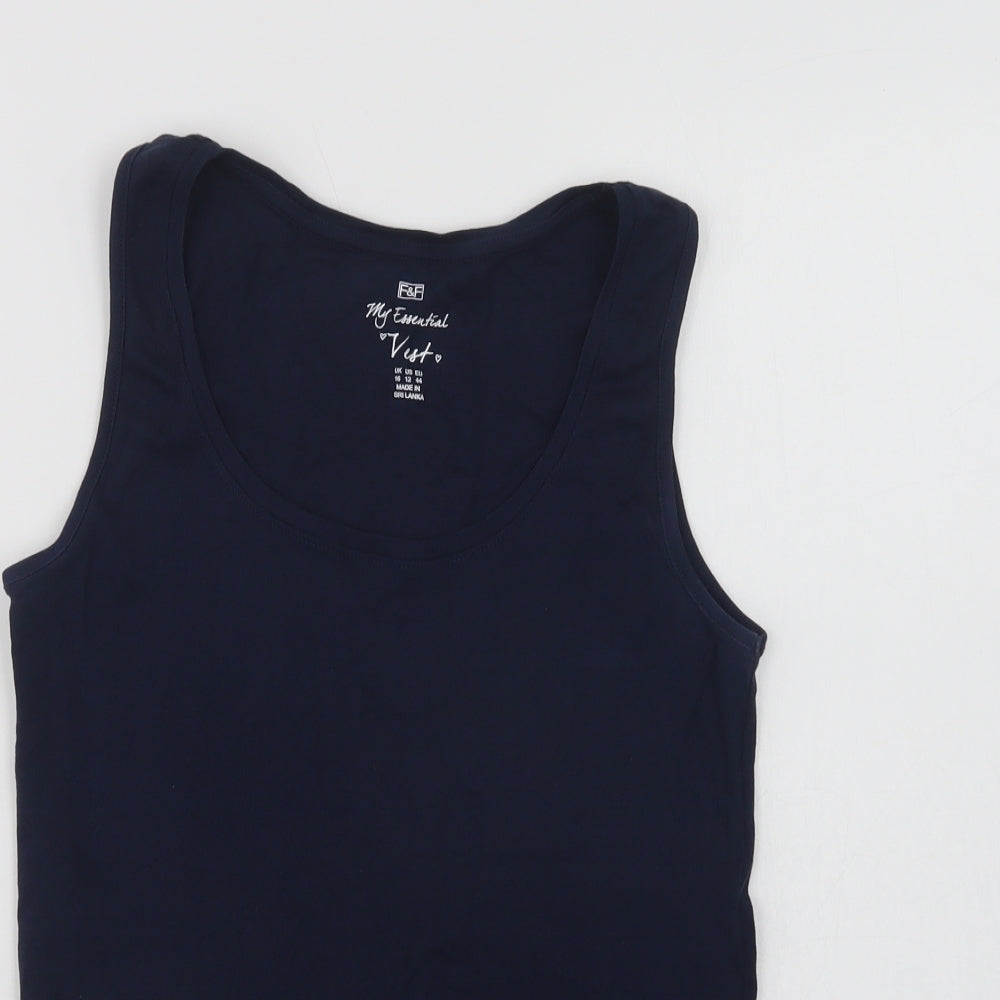 F&F Womens Blue  Cotton Basic Tank Size 12 Scoop Neck
