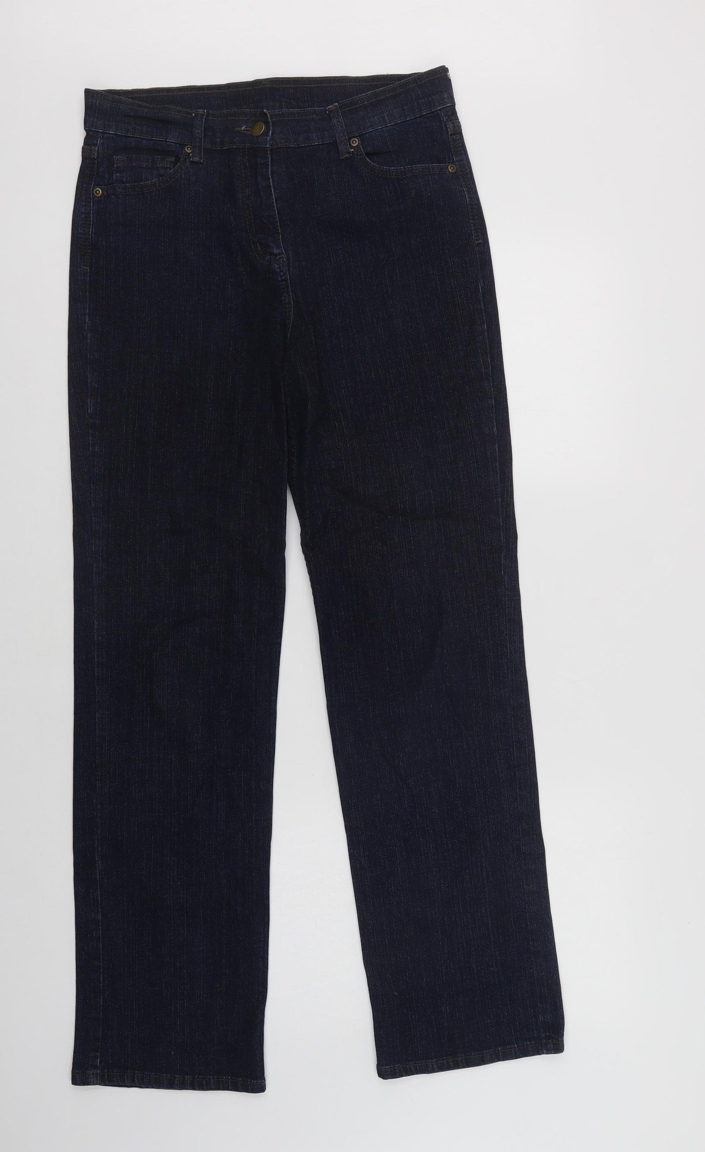 Marks and Spencer Womens Black  Cotton Bootcut Jeans Size 10 L31 in Regular Button