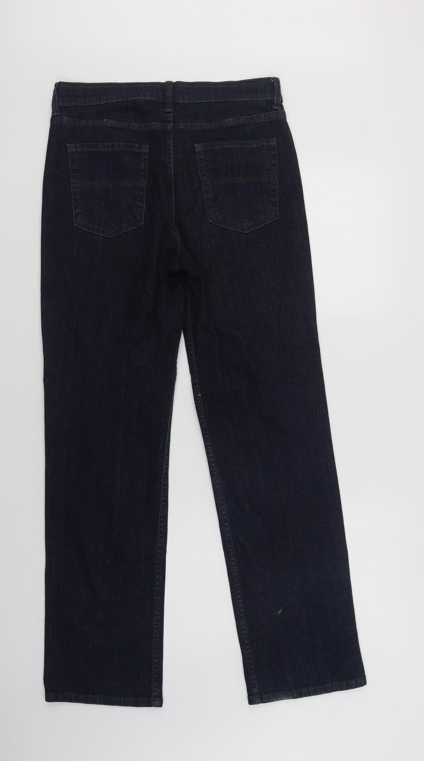 Marks and Spencer Womens Black  Cotton Bootcut Jeans Size 10 L31 in Regular Button