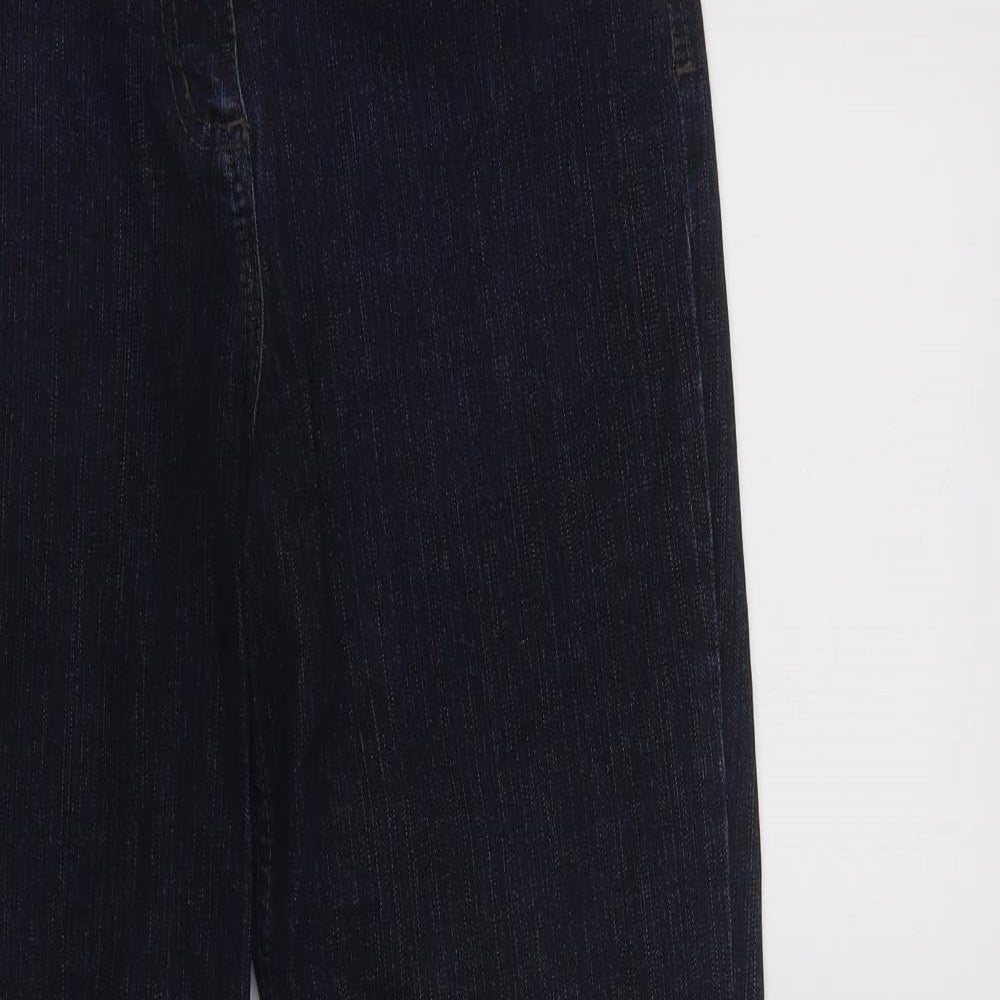 Marks and Spencer Womens Black  Cotton Bootcut Jeans Size 10 L31 in Regular Button