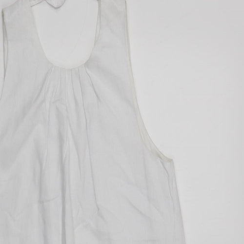 NEXT Womens White  Linen A-Line  Size 12  Round Neck Tie