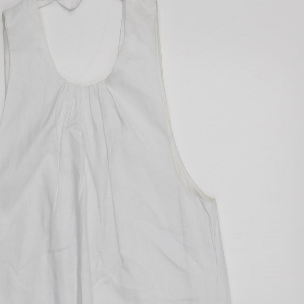 NEXT Womens White  Linen A-Line  Size 12  Round Neck Tie
