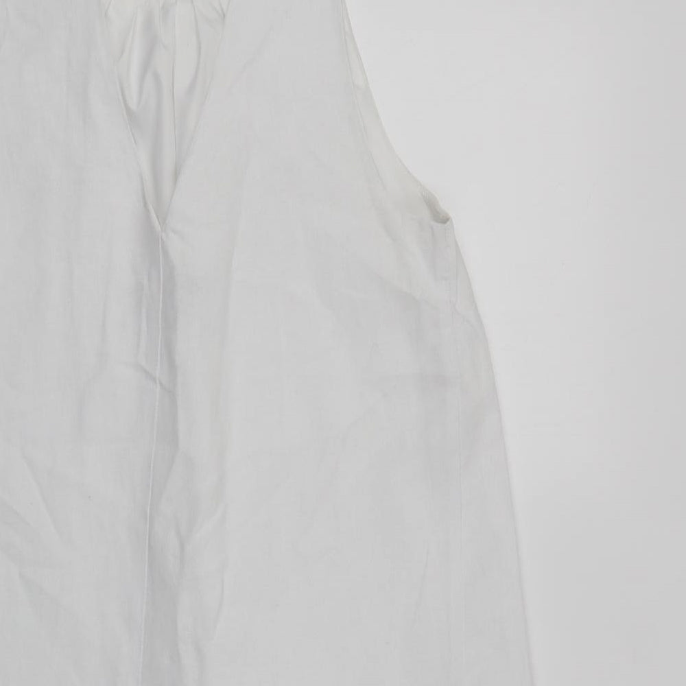 NEXT Womens White  Linen A-Line  Size 12  Round Neck Tie