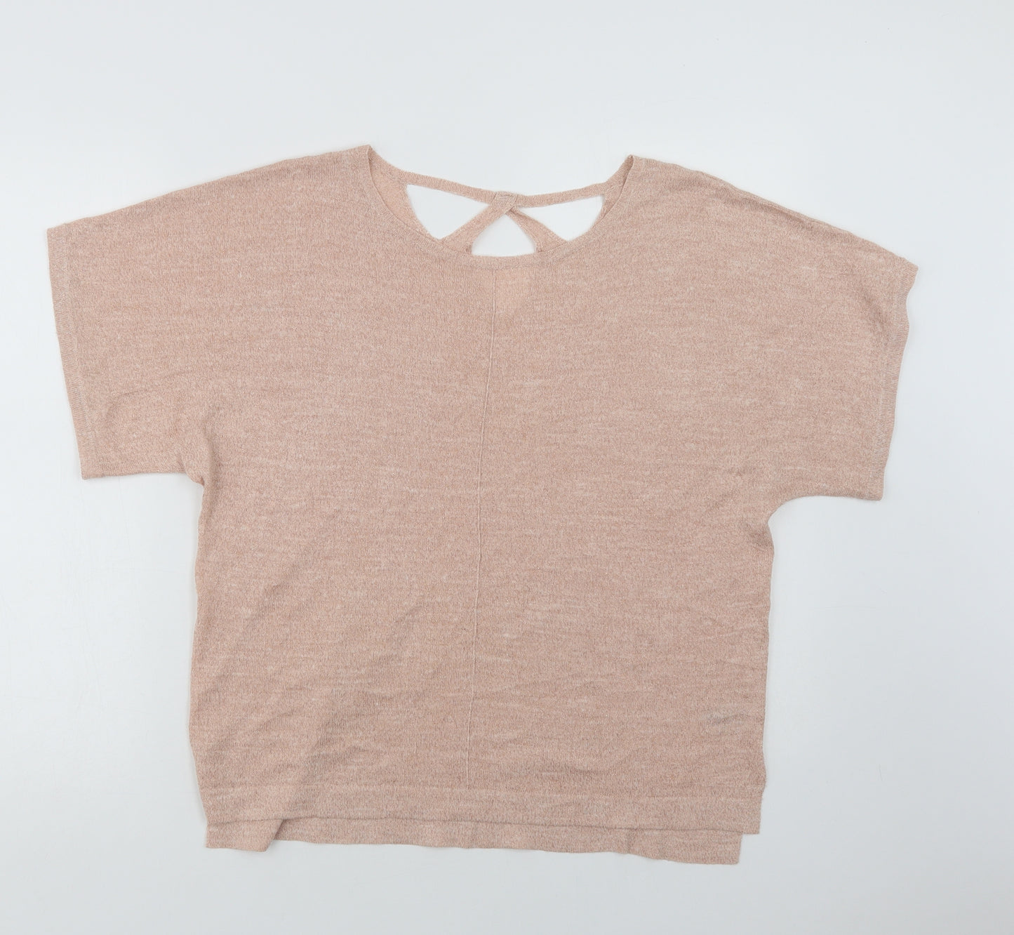 Marks Womens Pink  Acrylic Basic Blouse Size 14 Crew Neck