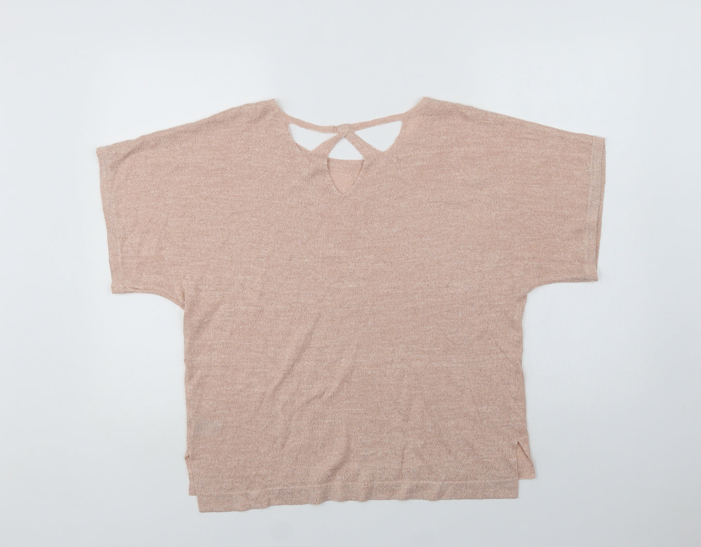 Marks Womens Pink  Acrylic Basic Blouse Size 14 Crew Neck