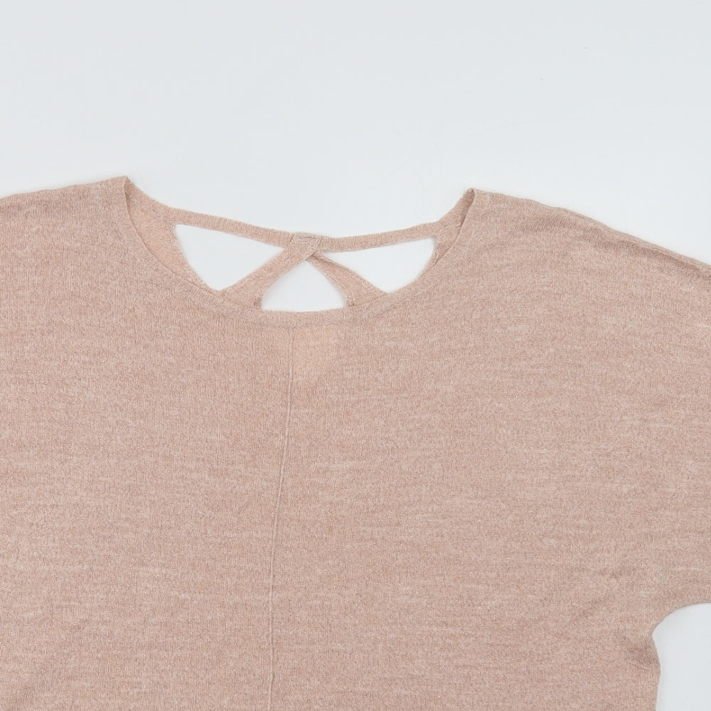Marks Womens Pink  Acrylic Basic Blouse Size 14 Crew Neck