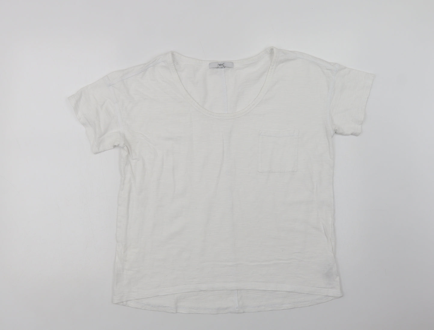 NEXT Womens White  Cotton Basic T-Shirt Size 14 Scoop Neck