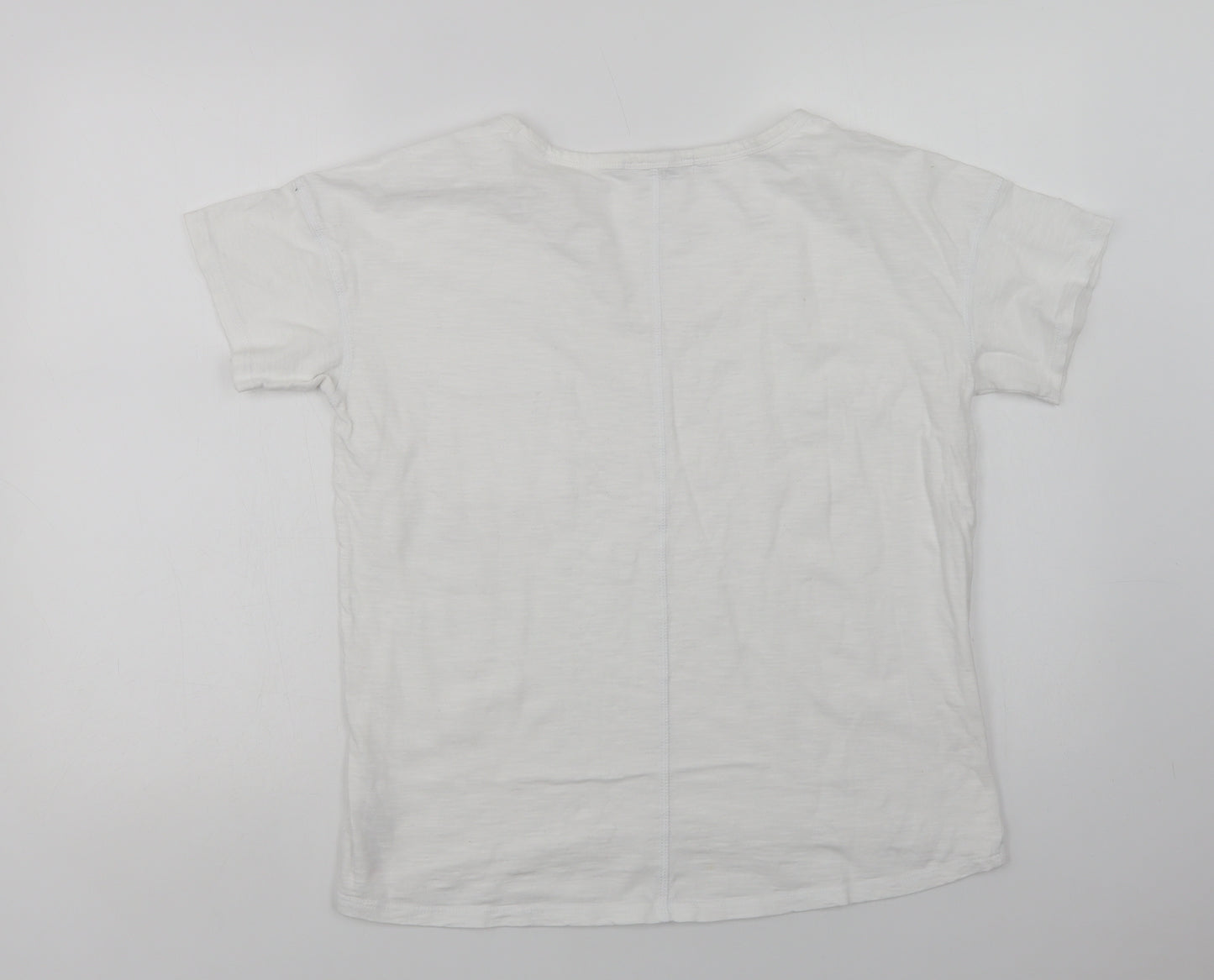NEXT Womens White  Cotton Basic T-Shirt Size 14 Scoop Neck