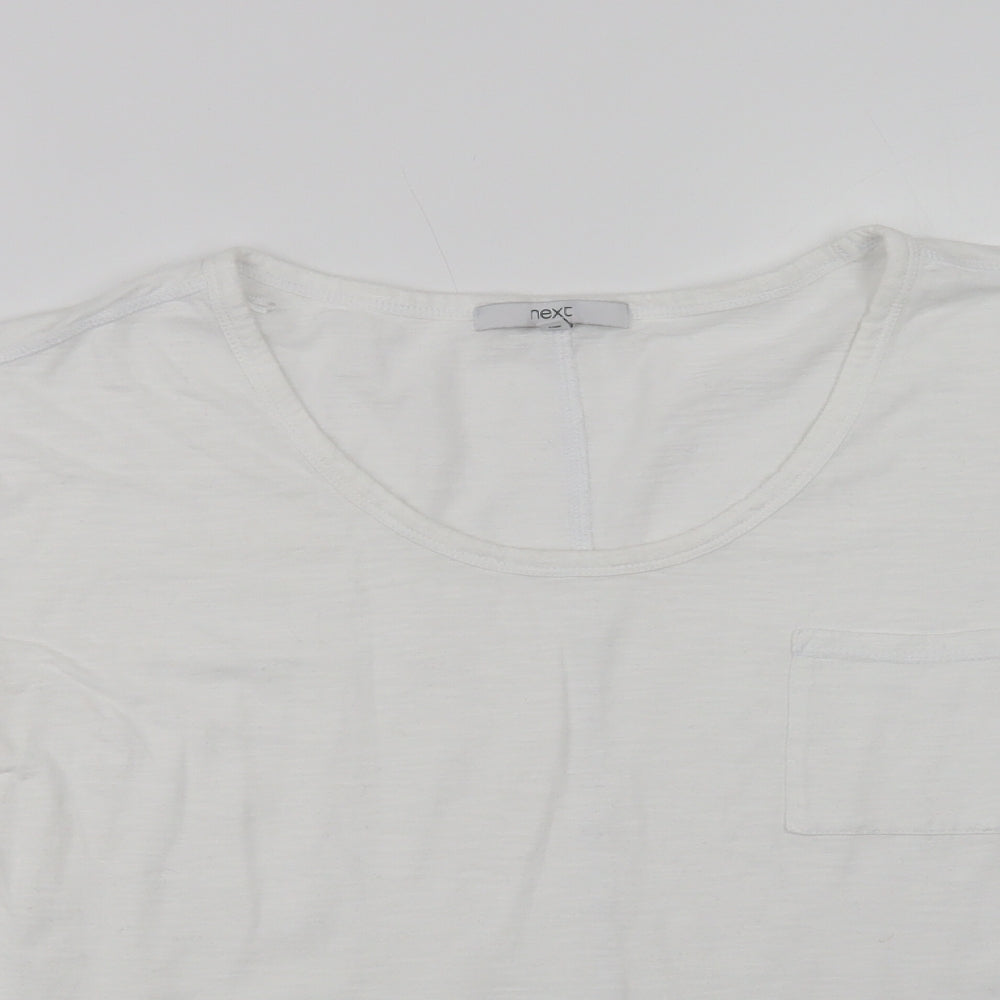 NEXT Womens White  Cotton Basic T-Shirt Size 14 Scoop Neck