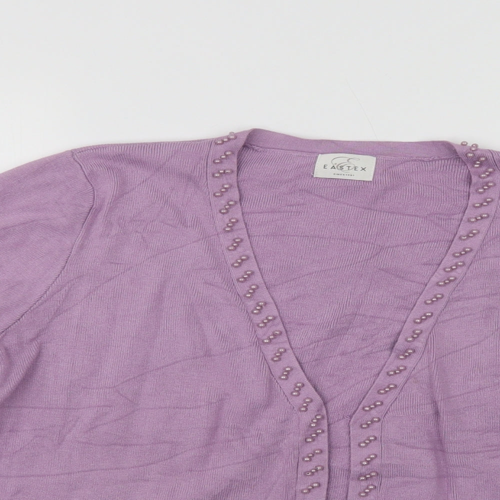 Eastex Womens Purple V-Neck  Viscose Cardigan Jumper Size 18