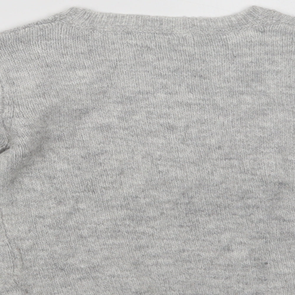 Primark Girls Grey Crew Neck  Acrylic Pullover Jumper Size 5-6 Years   - Hello