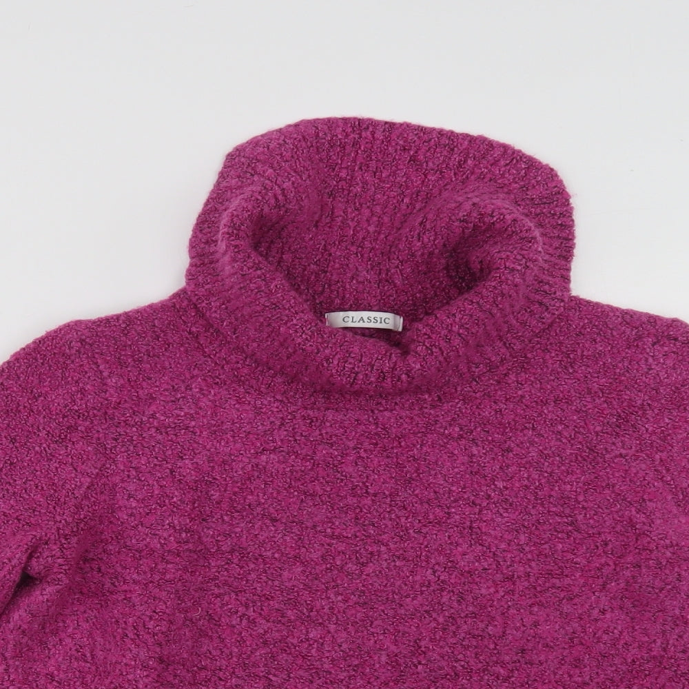 Marks and Spencer Womens Purple Roll Neck  Acrylic Pullover Jumper Size 14