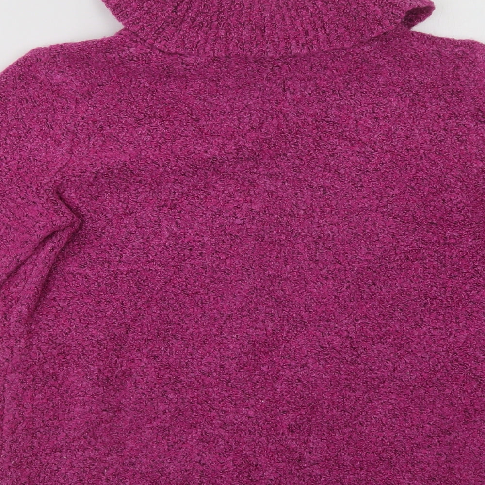 Marks and Spencer Womens Purple Roll Neck  Acrylic Pullover Jumper Size 14