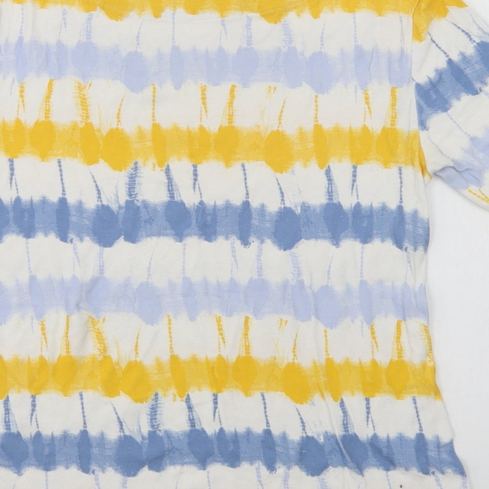 Marks and Spencer Womens Blue Striped Cotton Basic T-Shirt Size 8 Crew Neck