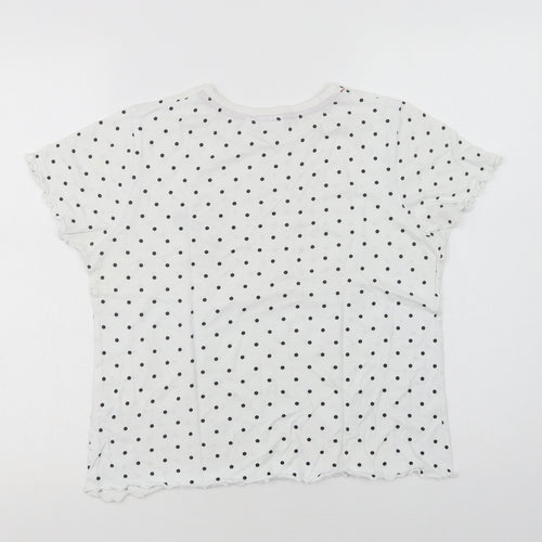 Primark Womens White Polka Dot Cotton Top Pyjama Top Size 10   - Minnie Mouse
