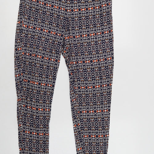 H&M Womens Blue Geometric Viscose Windbreaker Trousers Size S L30 in Regular