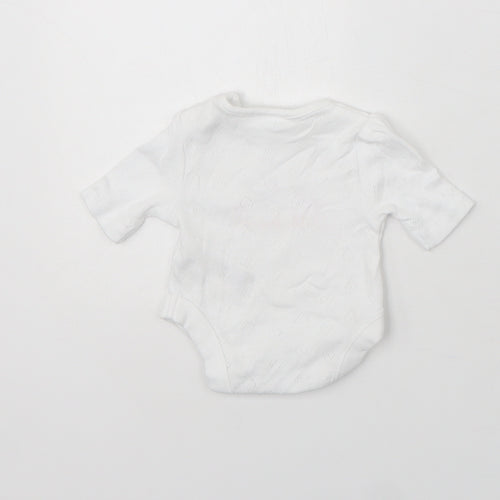 F&F Baby White  Cotton Romper One-Piece Size 0-3 Months  Snap - Tiny Baby
