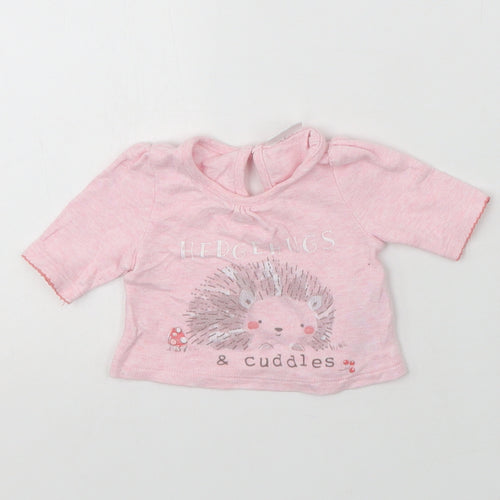 F&F Baby Pink  Cotton Basic Blouse Size 0-3 Months Crew Neck Button - Tiny Baby