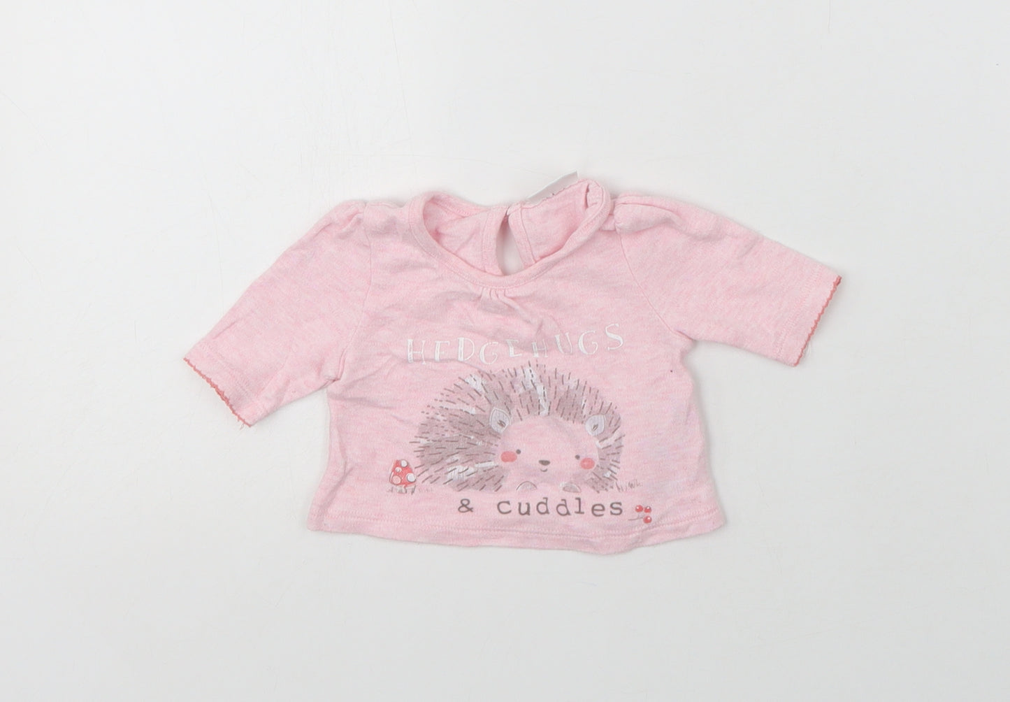 F&F Baby Pink  Cotton Basic Blouse Size 0-3 Months Crew Neck Button - Tiny Baby