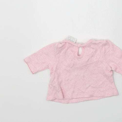 F&F Baby Pink  Cotton Basic Blouse Size 0-3 Months Crew Neck Button - Tiny Baby